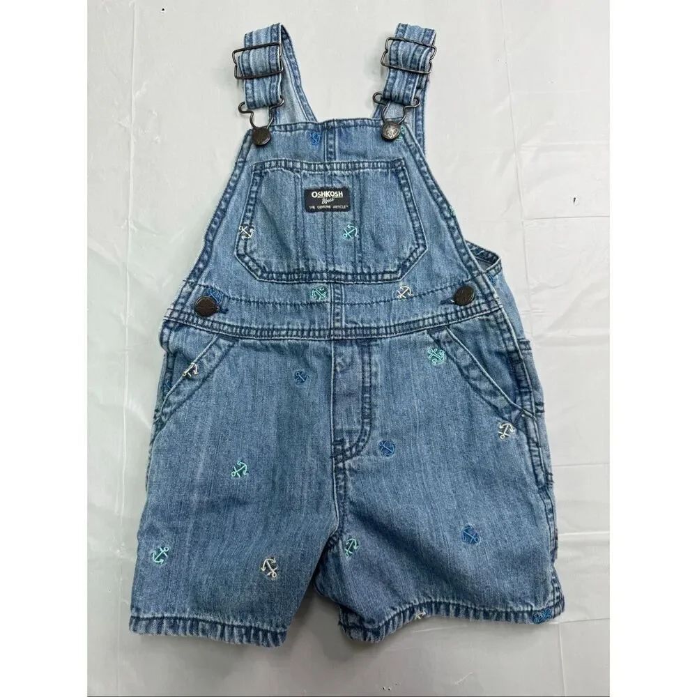 OshKosh B’Gosh Denim Overalls with Embroidered Anchors Size 3T